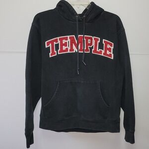 JanSport Temple University Hoodie Mens Medium Black Applique Pullover Varsity